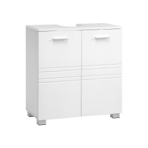 Armário de armazenamento sob a pia VASAGLE, armário para lavatório de banheiro com 2 portas, prateleira ajustável, pés inferiores, 60 x 30 x 63 cm, branco BBK110W01