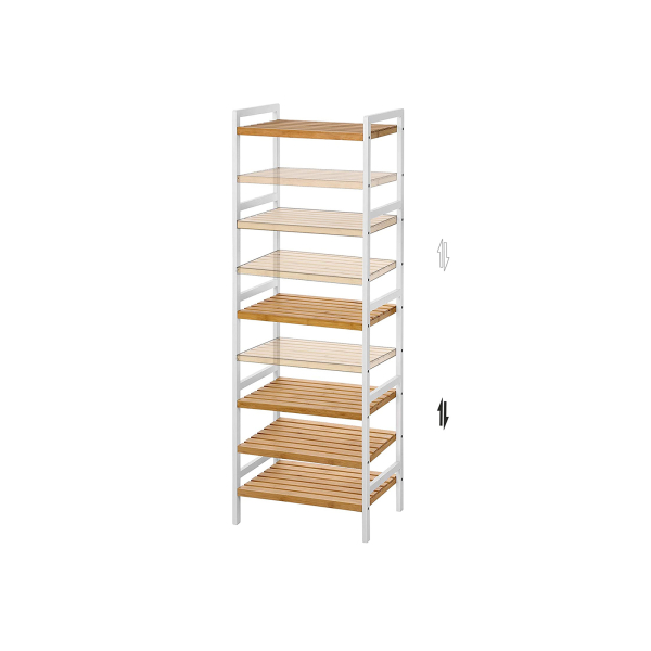 SONGMICS Suporte de armazenamento de bambu de 5 camadas para banheiro, cozinha, quarto, 31,5 x 45 x 142 cm, natural e branco BCB75WN - Image 2