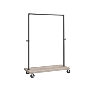Varal VASAGLE para Quarto, Cabideiro Resistente, Cabideiro Industrial com Rolamento de Tubos e Prateleira, Barra Superior com Carga Máxima de 90 kg, Lavanderia, Loja de Varejo, Cinza e Preto HSR065B02