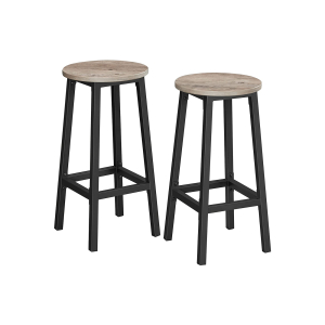 Conjunto de 2 bancos de bar VASAGLE, cadeiras de cozinha com estrutura de aço resistente, altura 65 cm, redondo, fácil montagem, estilo industrial, cinza-preto LBC032B02