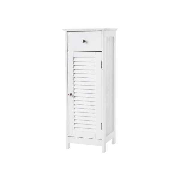 Aparador de quarto para casa de banho com gaveta e porta ripada | VASAGLE | 32 x 30 x 87 cm | branco | BBC43WT.