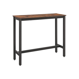 Mesa de bar VASAGLE, mesa de bar retangular estreita, mesa de cozinha, mesa alta de jantar de pub, estrutura de metal resistente, 120 x 40 x 100 cm, fácil montagem, design industrial, marrom rústico e preto LBT12X