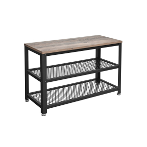 Banco de sapatos VASAGLE, sapateira com 2 prateleiras, organizador de sapatos, 73 x 30 x 45 cm, entrada, sala de estar, corredor, estrutura de aço, estilo industrial, cinza e preto LBS73MB