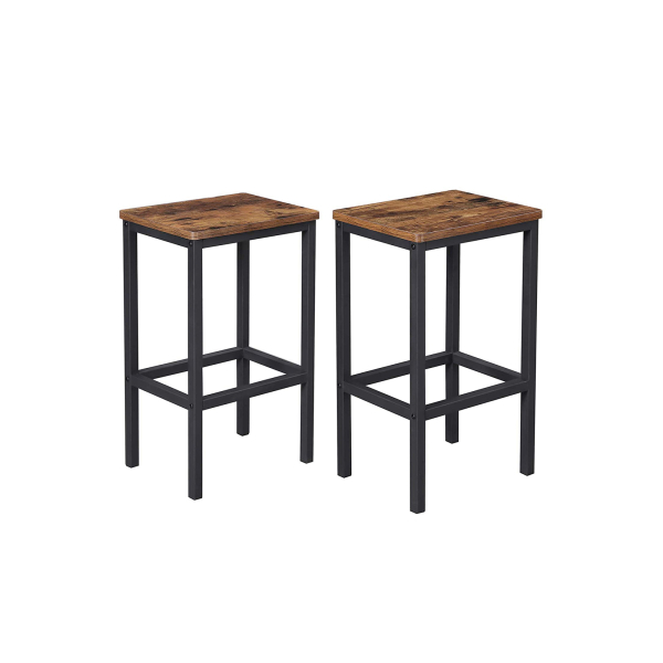 Conjunto de duas banquetas de bar para cozinha com apoio para pés | VASAGLE | 40 x 30 x 65 cm | marrom rústico | LBC65X.