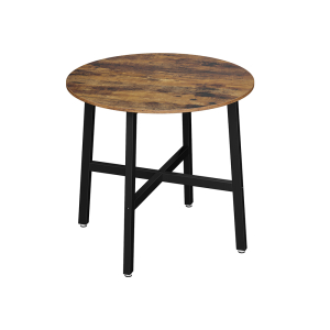 Mesa de Jantar VASAGLE, Mesa de Cozinha Redonda, para Sala de Estar, Escritório, 80 x 75 cm (Diâm. x A), Estilo Industrial, Marrom Rústico e Preto KDT080B01