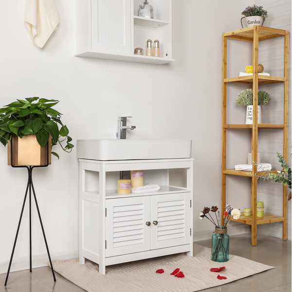 Móvel de lavatório para casa de banho com amplo espaço de arrumação. | VASAGLE | 60 x 30 x 60 cm | branco | BBC02WT. - Image 3