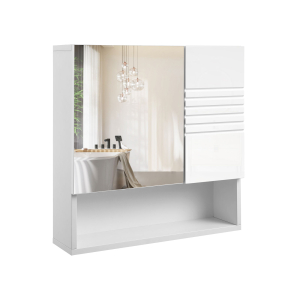 Armário de banheiro espelhado VASAGLE, armário de parede, armário de parede, com prateleiras ajustáveis, dobradiças de fixação, 54 x 15 x 55 cm, branco BBK21WT