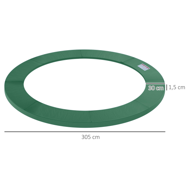 HOMCOM Cobertura de Proteção Ø305 de Borda de Trampolim Espuma de Proteção para Trampolim para Exterior Verde - Image 3