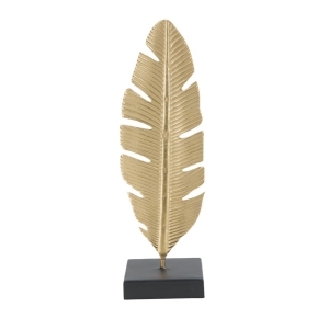 ESCULTURA DE FOLHA COM PORTA VELA GLAM CM 10X10X34