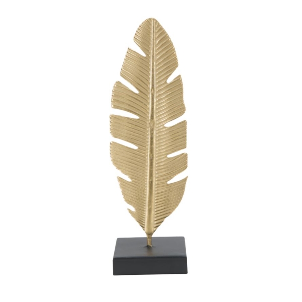 ESCULTURA DE FOLHA COM PORTA VELA GLAM CM 10X10X34