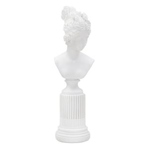 ESCULTURA ESTÁTUA DE MULHER COM PEDESTAL 11X10,5X35,5 CM
