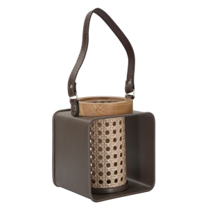 LANTERNA DE FERRO-RATTAN 16X13X20 CM