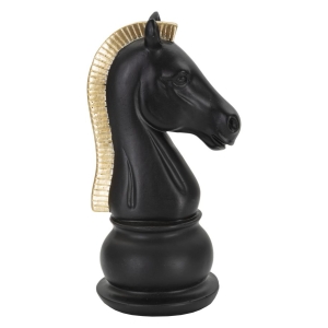 CAVALO PRETO E DOURADO 10,5X8,5X19 CM