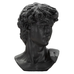 ESCULTURA CABEÇA ANTIGA PRETA 44X35.5X60 CM