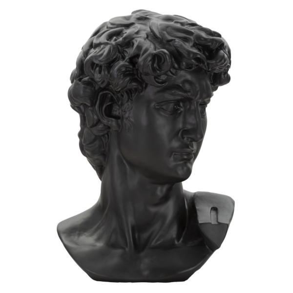 ESCULTURA CABEÇA ANTIGA PRETA 44X35.5X60 CM