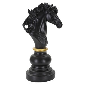 CAVALO PRETO E DOURADO 14X11X27 CM