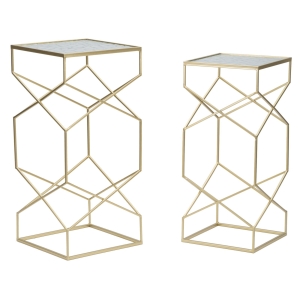 PAR DE MESAS DE VIDRO CM 31,5X31,5X68-28X28X64