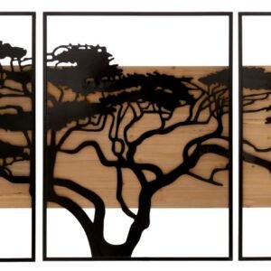 CONJUNTO PAINEL DE PAREDE FERRO E MADEIRA LAGOS 3PCS CM 204X2X80 (72X2X80-60X2X80)