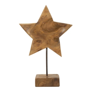 ESCULTURA DE ESTRELA EM TECA RECICLADA 28X12X42 CM (PEÇAS ÚNICAS - NÃO SUBSTITUÍDAS EM SÉRIE)