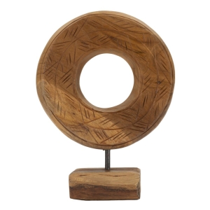 ESCULTURA DE TECA DOURADA GRAVADA. CM 20X10X28 (PEÇAS ÚNICAS - NÃO SUBSTITUÍDAS EM SÉRIE)