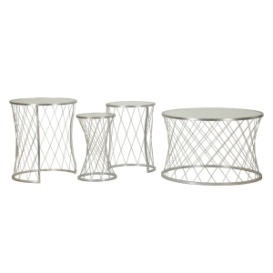 JOGO DE MESAS NOAH PRATA 4 PCS CM Ø 70X45-47X54,5-36x50-28x45