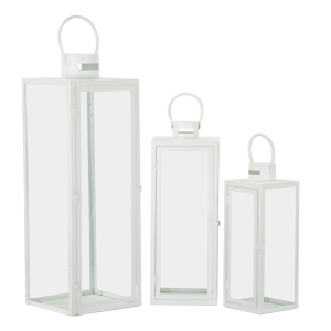 CONJUNTO LANTERNAS BRANCAS 3 PCS CM 22X22X66-18X18X49,5-14X14X39