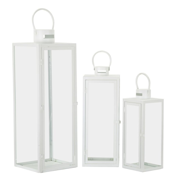 CONJUNTO LANTERNAS BRANCAS 3 PCS CM 22X22X66-18X18X49,5-14X14X39