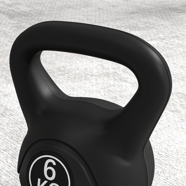 HOMCOM Peso Russo de 6 kg Kettlebell Fitness Preenchido de Areia com Punho Largo Antiderrapante 20x13x22 cm Preto - Image 9