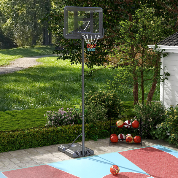 SPORTNOW Tabela de Basquetebol com Altura Ajustável 230-305 cm para Piscina com Rodas e Base Preenchível 110x75x195-370 cm Preto - Image 2