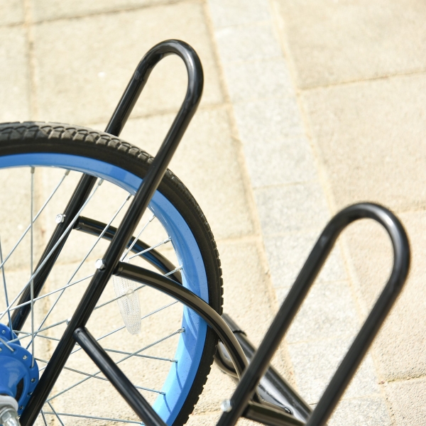 HOMCOM Suporte de Estacionamento Cruzado para 2 Bicicletas Aço Portátil 60x54x57 cm Preto - Image 9