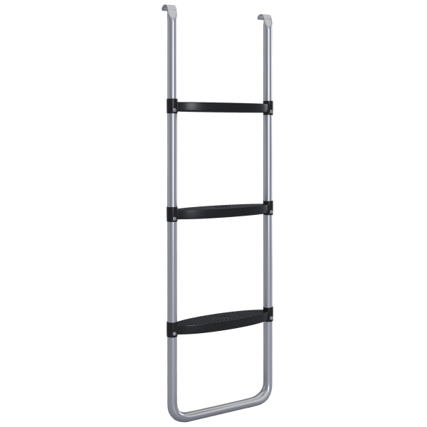 SPORTNOW Escada para Trampolim de Aço Escada para Trampolim de 3 ou 2 Degraus com 2 Ganchos Capacidade 120 kg 110x32 cm Prata