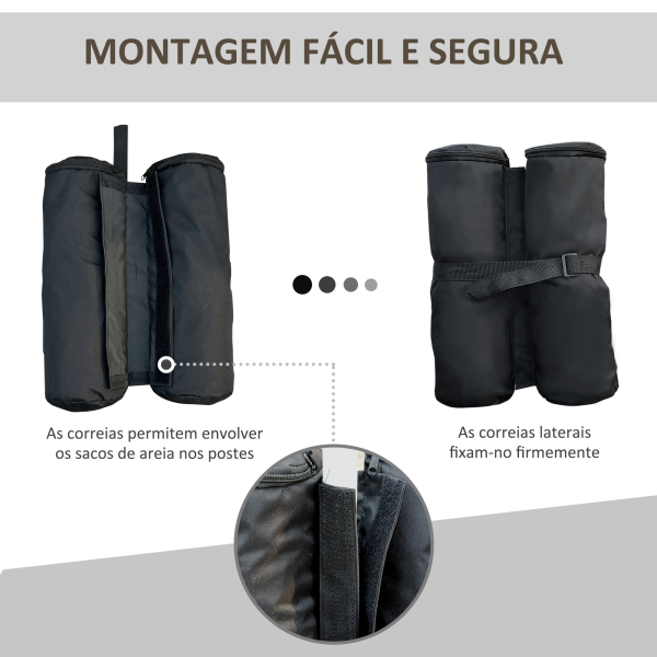Outsunny Pack de 4 Sacos de Lastro Enchíveis para Carpa Tenda e Toldo Volume Máx. 15kg Ø14x42 cm Preto - Image 5