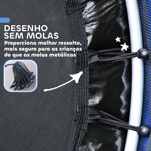 HOMCOM Trampolim Infantil Ø140x190 cm Trampolim para Crianças de 3-6 Anos com Rede de Segurança Carga 45 kg para Interior Azul - Image 7