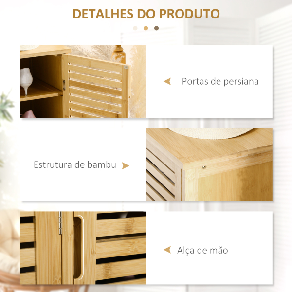 HOMCOM Sapateira de Entrada com 3 Portas de Persiana Prateleiras Ajustáveis para 16 Pares de Sapatos 100x35x80 cm Natural - Image 6