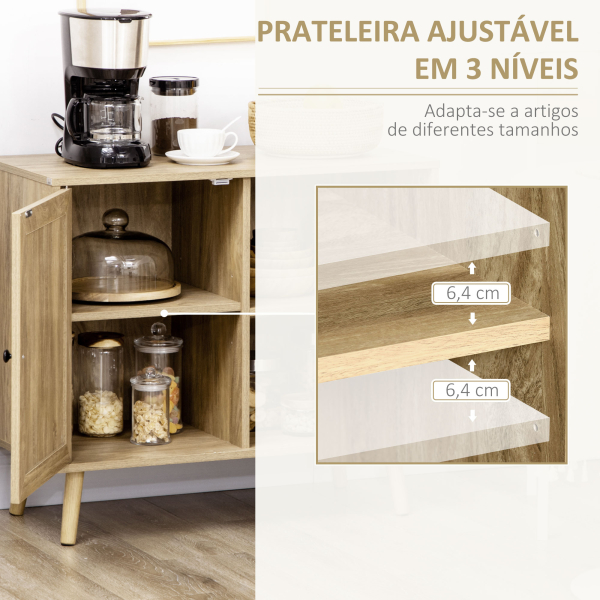 HOMCOM Aparador de Sala de Estar com Porta de Vime e 2 Prateleiras de Armazenamento para Sala de Estar 80x39x70cm Madeira - Image 5