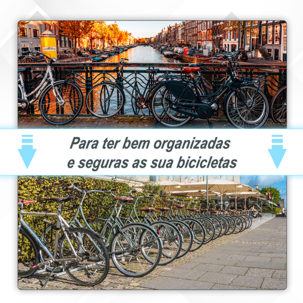 HOMCOM Estacionamento para 5 Bicicletas Suporte de Aço para Estacionar Bicicletas no Chão para Interior e Exterior 145x33x27cm Prata - Image 6