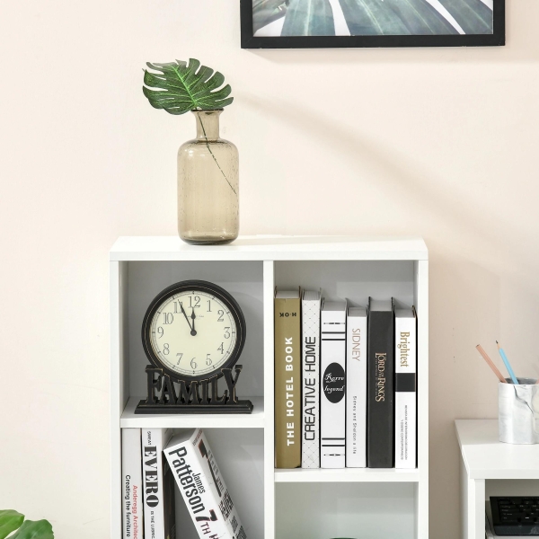 HOMCOM Estante para Livros Estante de Madeira com 7 Compartimentos de Armazenamento Plantas Arquivos para Sala de Estar Dormitório Escritório 50x24x106cm Branco - Image 8