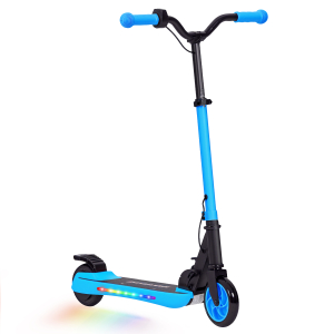 SPORTNOW Trotinete Elétrica Dobrável para Crianças 120 W Autonomia 6 km e Máximo 10 km/h com Travão Luzes LED 74x52x83-87 cm Azul