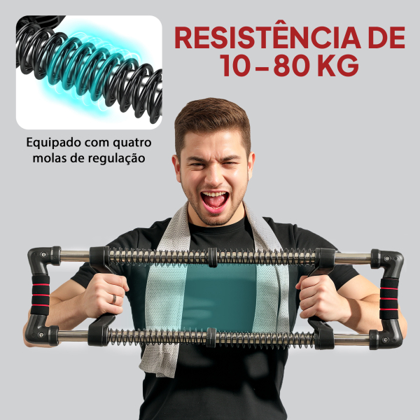SPORTNOW Expansor de Peito Ajustável Extensor para Musculação com Resistência Ajustável 10-80 kg para Treino  Preto - Image 4