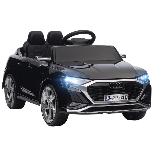 AIYAPLAY Carro Elétrico para Crianças Carro Audi Q8 Etron Sportback Infantil 12V Faróis Buzina e Música 98x49,5x43 cm Preto