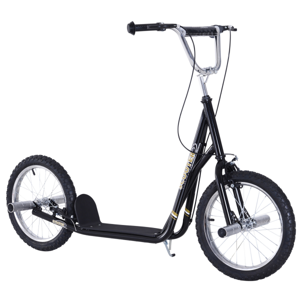 HOMCOM Trotinete para Crianças acima de 5 anos Scooter de 2 Rodas Grandes Insufláveis de 16 Polegadas com Freios e Guidão Ajustável em Altura 143x58x92-100cm Preto - Image 6