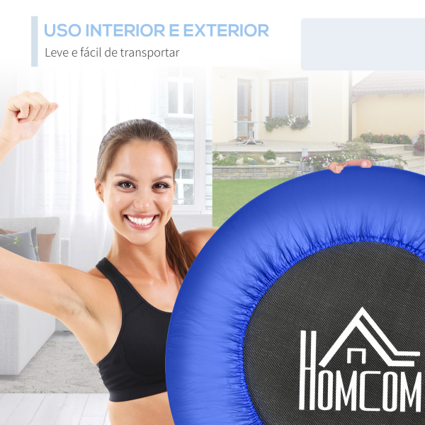 HOMCOM Trampolim Fitness Ø81cm Trampolim de Aço com Borda Protetora e 28 Molas para Exercícios em Interior E Exterior Carga 100kg 81x81x22,5cm Preto e Azul - Image 5