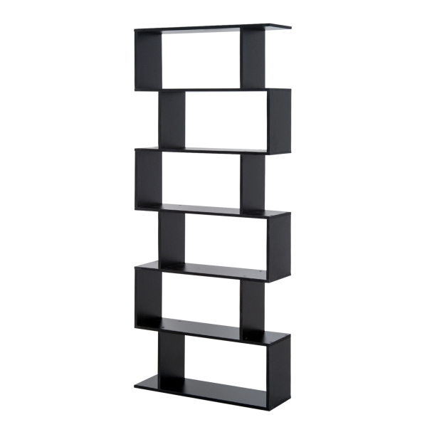 HOMCOM Estante Alto Livraría de 6 Estantes  para Sala de Jantar Desenho Moderno 80x23x192cm Preto