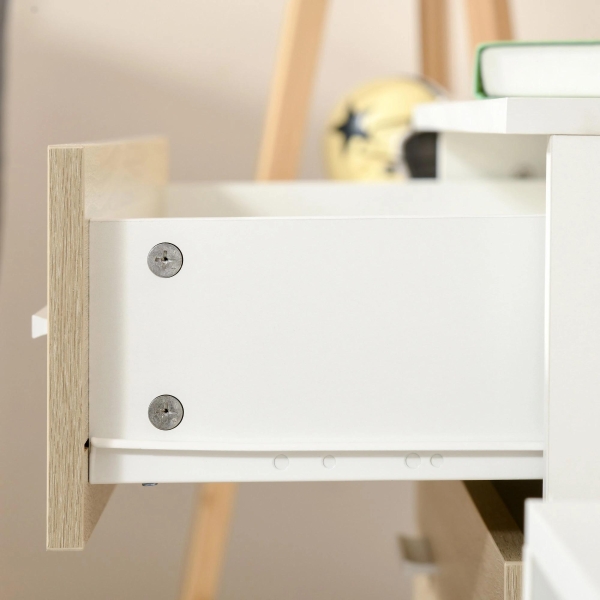 HOMCOM Cómoda com 4 Gavetas Cómoda Auxiliar de Armazenamento Moderna para Dormitório Corredor Sala de Estar 76x35x72cm Carvalho e Branco - Image 8
