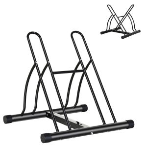 HOMCOM Suporte de Estacionamento Cruzado para 2 Bicicletas Aço Portátil 60x54x57 cm Preto
