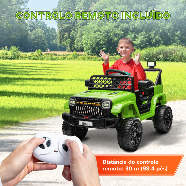 AIYAPLAY Carro Elétrico para Crianças Carro Elétrico Infantil UTV 12V com Velocidade Ajustável USB e Faróis  95x62,5x65 cm Verde - Image 7