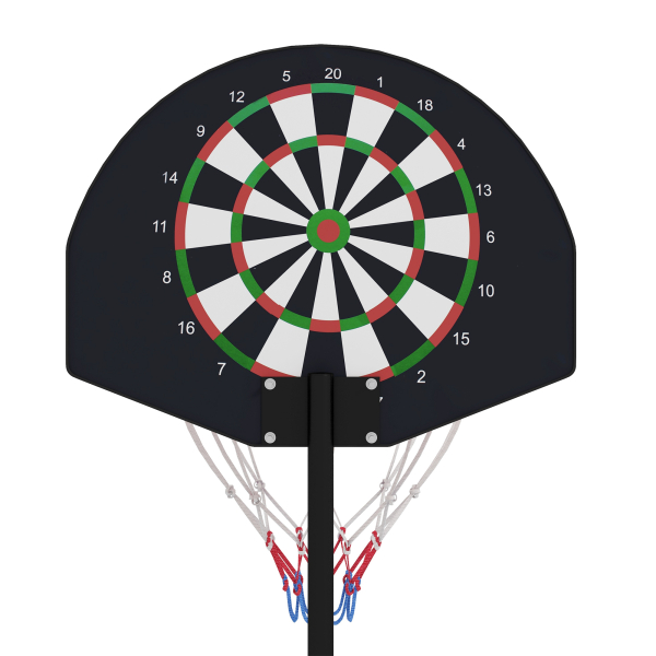 SPORTNOW Tabela de Basquetebol com Altura Ajustável 129-179 cm Aro de Basquetebol com Alvo Magnético e Dardos Ø38x129-179 cm Preto - Image 8