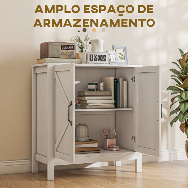 HOMCOM Aparador para Sala de Estar Moderno Móvel Sala de Estar com Prateleira Ajustável Aparador Cozinha 80x35x85 cm Branco - Image 4