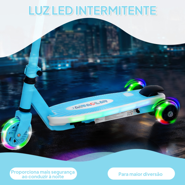 AIYAPLAY Trotinete Elétrica para Crianças Máx. 6 km/h Motor 80 W Autonomia Máxima 8 km com Luzes LED Travão Traseiro Azul Claro - Image 5