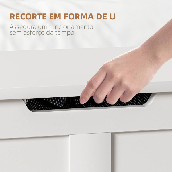 HOMCOM Baú de Armazenamento 100L Baú de Arrumação com Tampa e Dobradiça de Segurança 80x40x45 cm Branco - Image 6